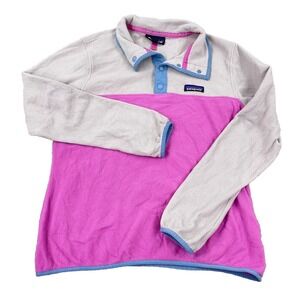 Patagonia Sweater Women Medium Pink Micro D Snap T Fleece Pullover Colorblock